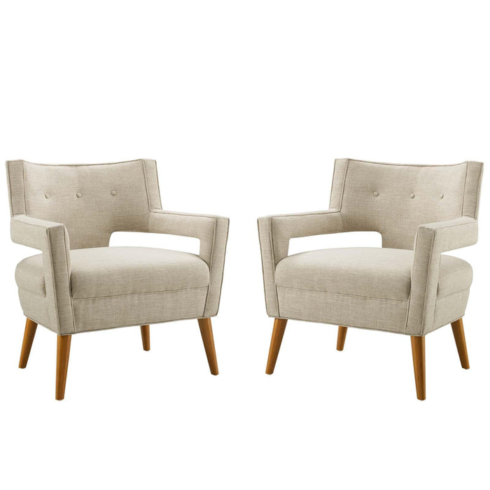 Sheer Upholstered Fabric Armchair Set of 2