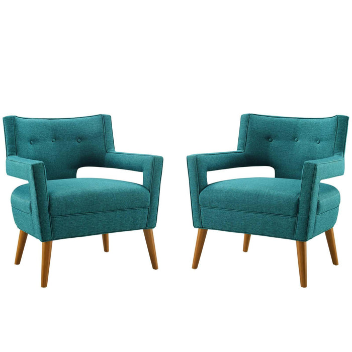 Sheer Upholstered Fabric Armchair Set of 2