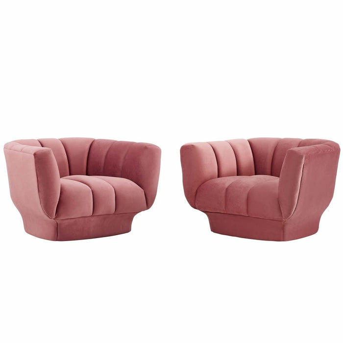 Entertain Vertical Channel Tufted Performance Velvet Armchair Set of 2 image