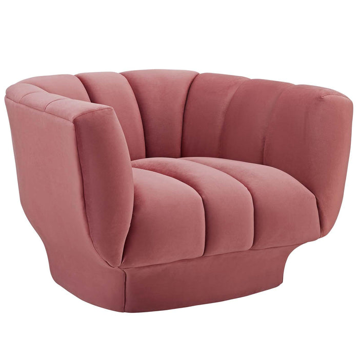 Entertain Vertical Channel Tufted Performance Velvet Armchair image