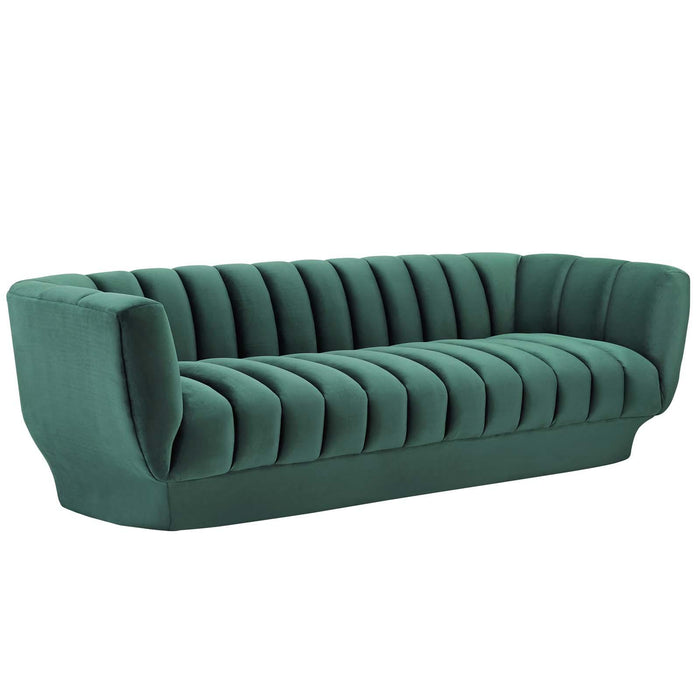 Entertain Vertical Channel Tufted Performance Velvet Sofa