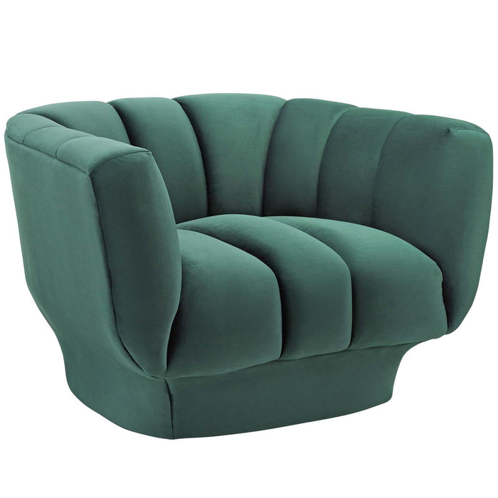 Entertain Vertical Channel Tufted Performance Velvet Armchair