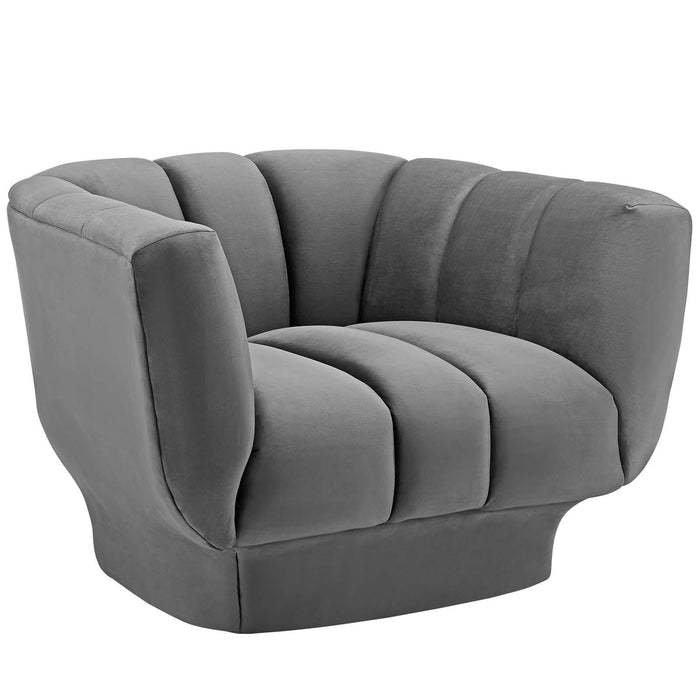 Entertain Vertical Channel Tufted Performance Velvet Sofa and Armchair Set