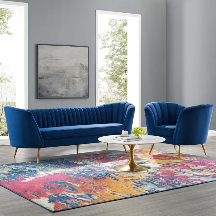 Opportunity Performance Velvet Sofa and Armchair Set