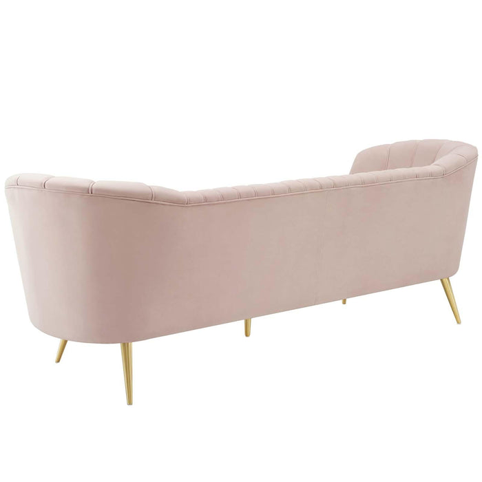 Opportunity Vertical Channel Tufted Curved Performance Velvet Sofa