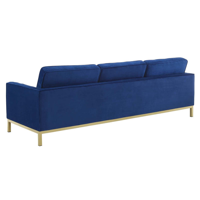 Loft Gold Stainless Steel Leg Performance Velvet Sofa and Loveseat Set