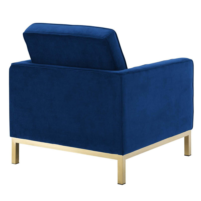 Loft Gold Stainless Steel Performance Velvet Armchair