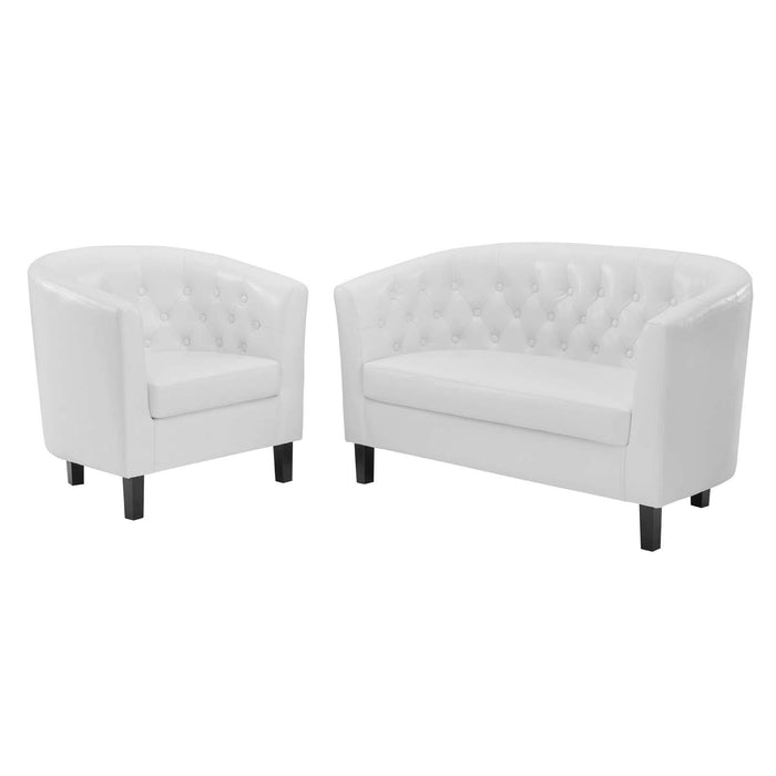 Prospect Upholstered Vinyl Loveseat and Armchair Set