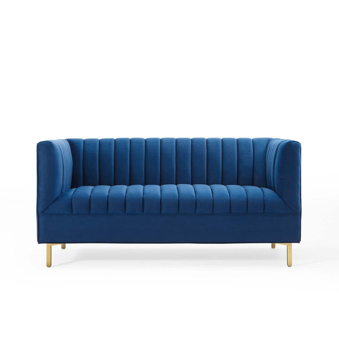 Shift Channel Tufted Performance Velvet Loveseat