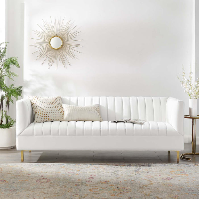 Shift Channel Tufted Performance Velvet Sofa