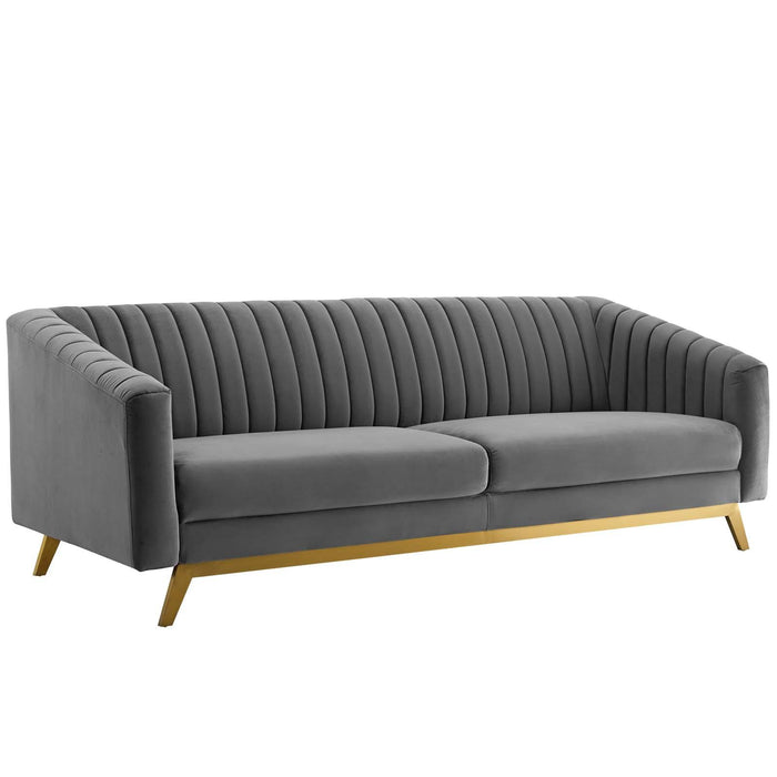 Valiant Vertical Channel Tufted Performance Velvet Sofa image