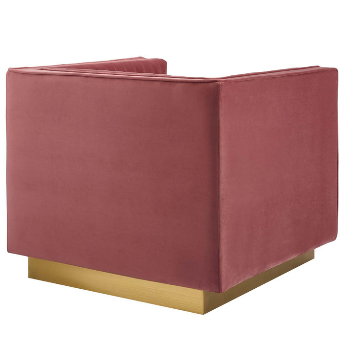 Sanguine 3 Piece Vertical Channel Tufted Upholstered Performance Velvet Set