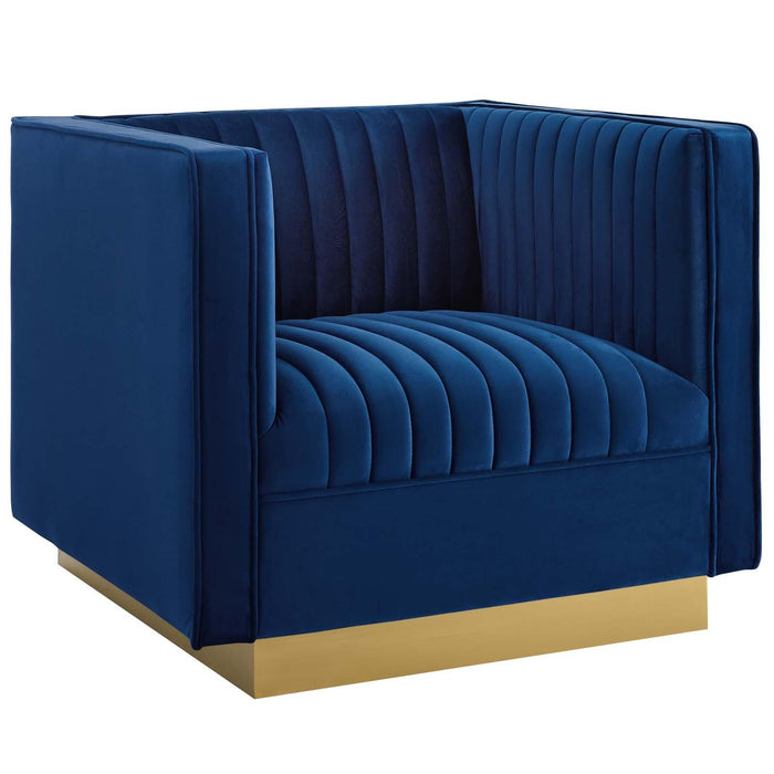 Sanguine Vertical Channel Tufted Accent Performance Velvet Armchair