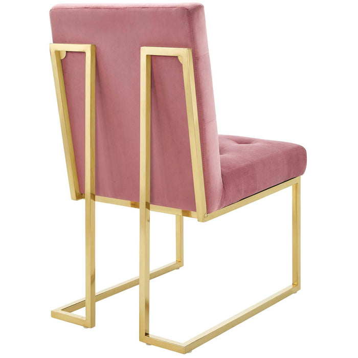 Privy Gold Stainless Steel Performance Velvet Dining Chair Set of 2