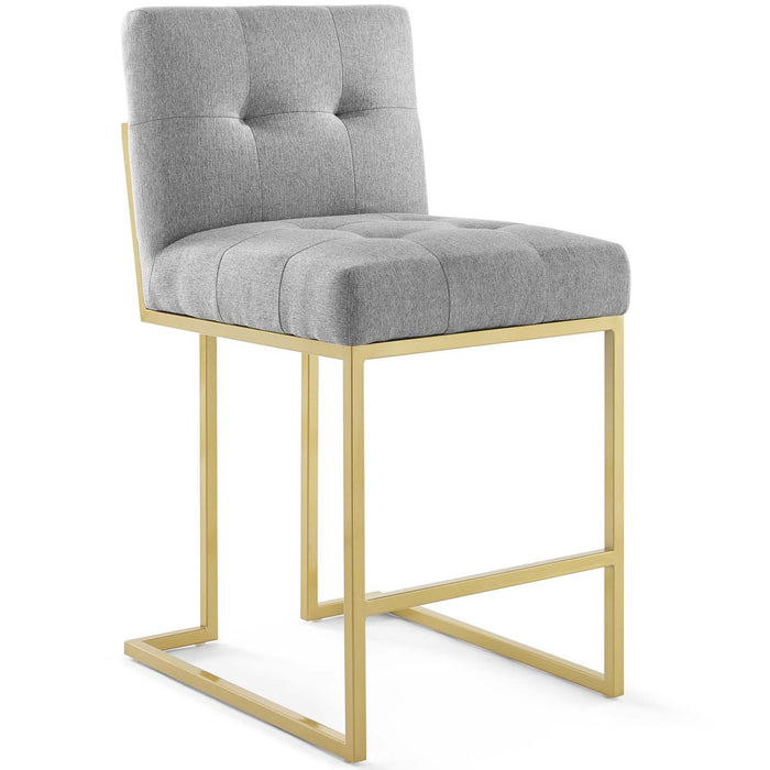 Privy Gold Stainless Steel Upholstered Fabric Counter Stool Set of 2