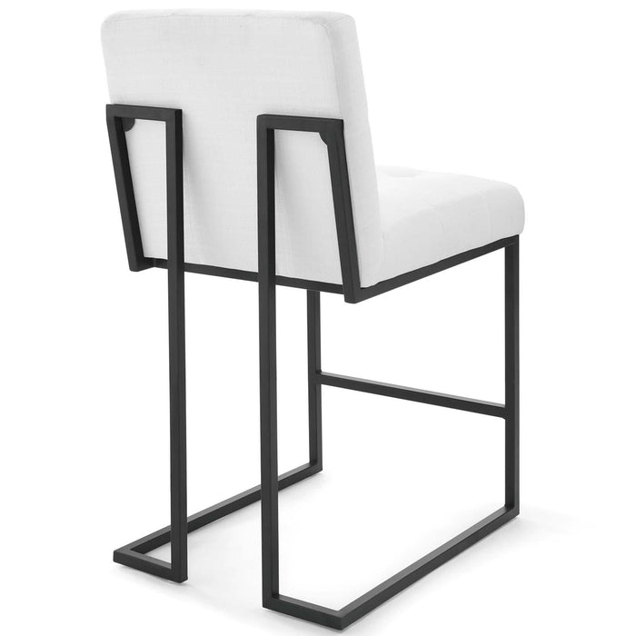 Privy Black Stainless Steel Upholstered Fabric Counter Stool