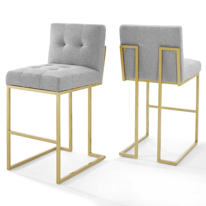 Privy Gold Stainless Steel Performance Velvet Bar Stool Set of 2