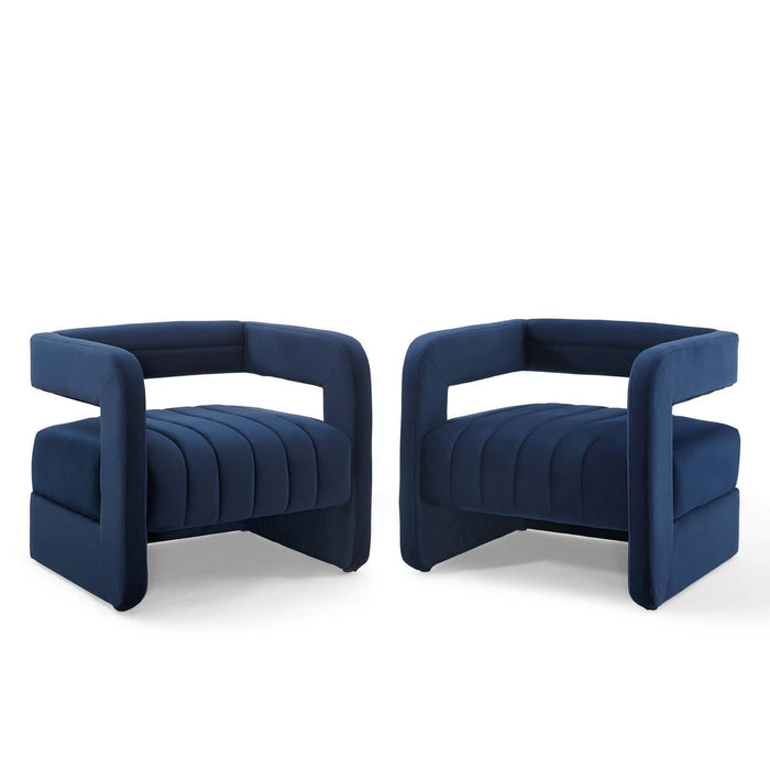 Range Tufted Performance Velvet Accent Armchair Set of 2