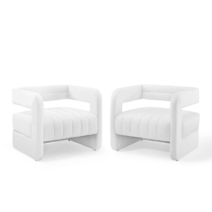 Range Tufted Performance Velvet Accent Armchair Set of 2