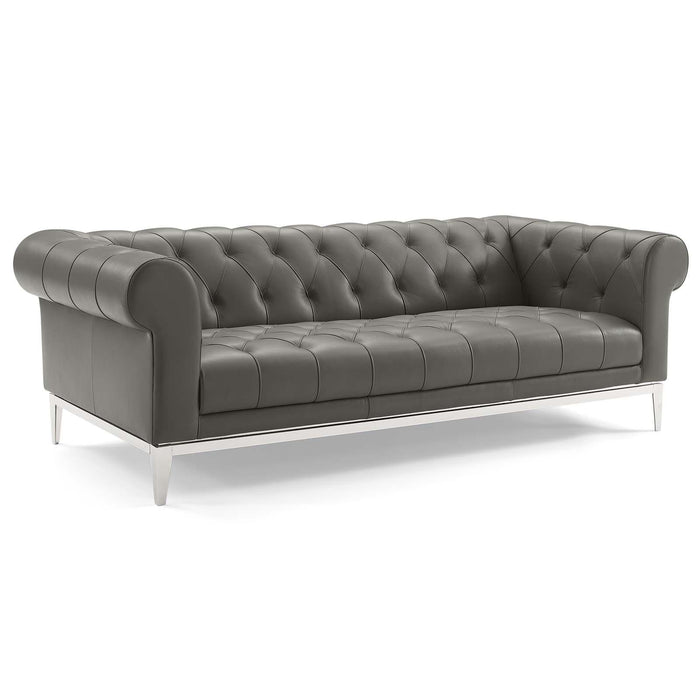 Idyll Tufted Upholstered Leather Sofa and Loveseat Set