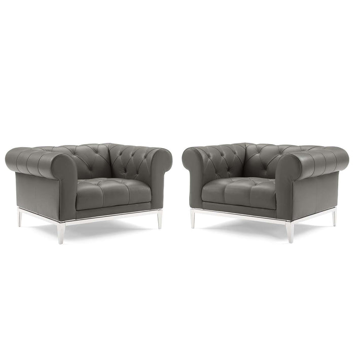 Idyll Tufted Upholstered Leather Armchair Set of 2 image