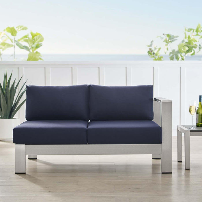 Shore Sunbrella� Fabric Aluminum Outdoor Patio Right-Arm Loveseat