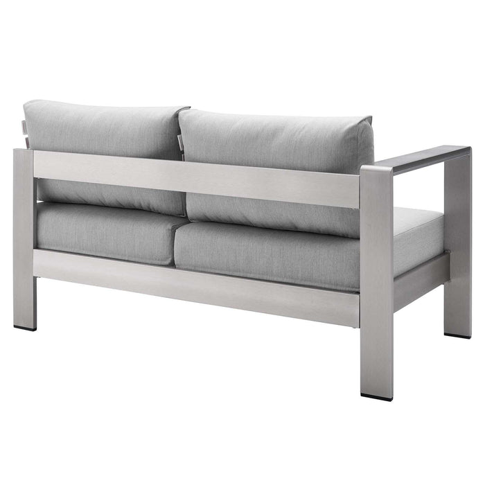 Shore Sunbrella� Fabric Aluminum Outdoor Patio Left-Arm Loveseat