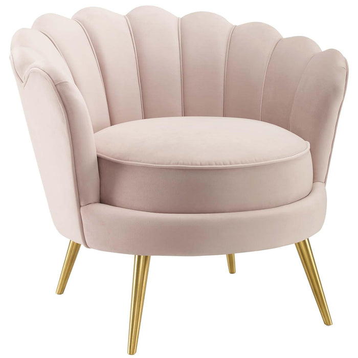 Admire Scalloped Edge Performance Velvet Accent Armchair