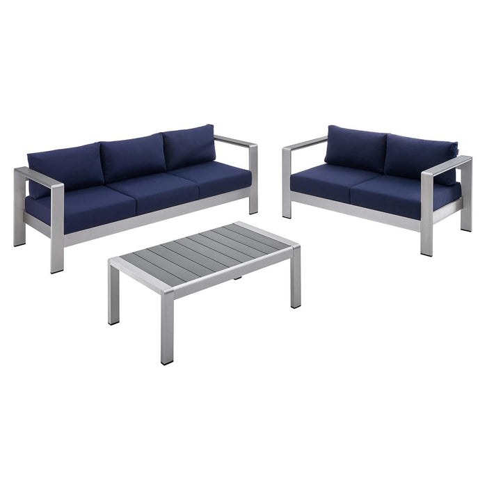 Shore Sunbrella� Fabric Outdoor Patio Aluminum 3 Piece Set