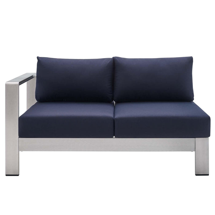 Shore Sunbrella� Fabric Aluminum Outdoor Patio Left-Arm Loveseat