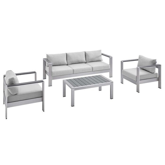 Shore Sunbrella� Fabric Outdoor Patio Aluminum 4 Piece Set