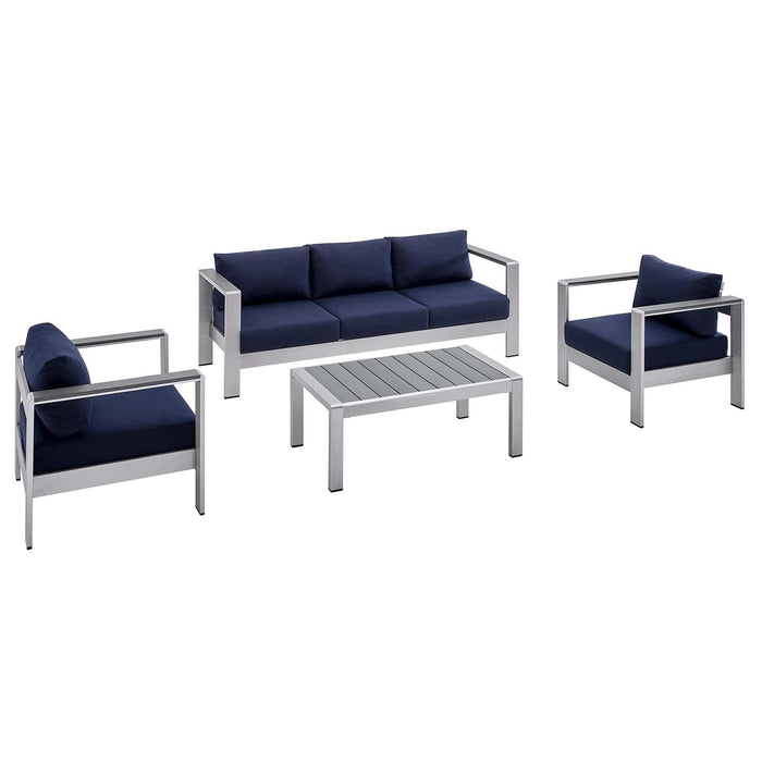 Shore Sunbrella� Fabric Outdoor Patio Aluminum 4 Piece Set