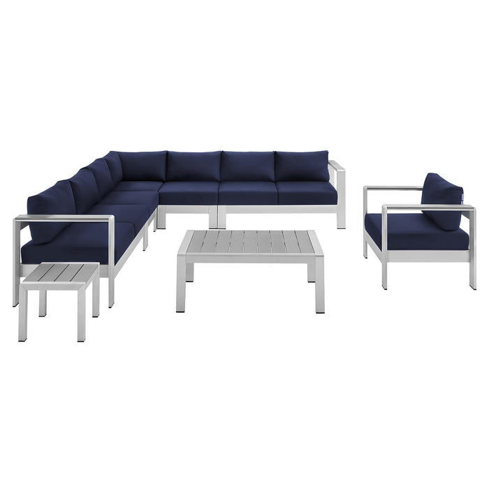 Shore Sunbrella� Fabric Outdoor Patio Aluminum 8 Piece Sectional Sofa Set