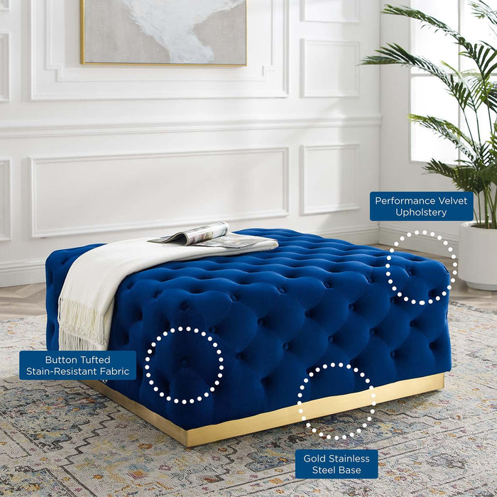 Ensconce Tufted Performance Velvet Square Ottoman