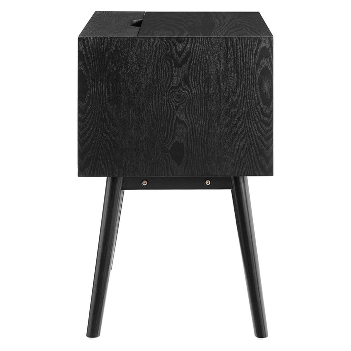 Ember Wood Nightstand With USB Ports