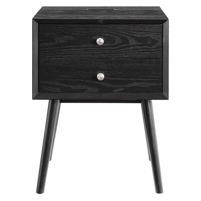 Ember Wood Nightstand With USB Ports