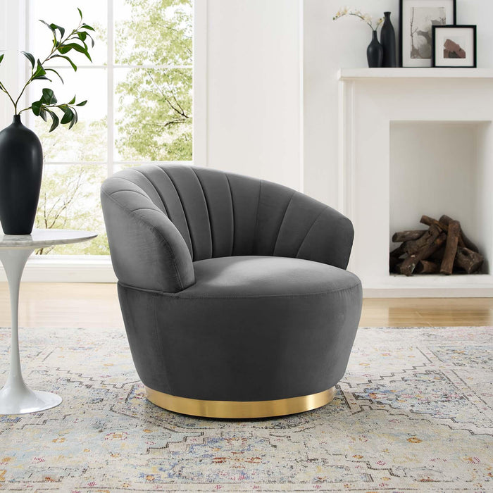 Billow Tufted Performance Velvet Swivel Chair