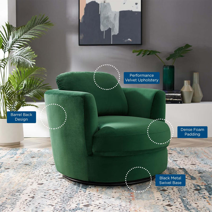 Pirouette Performance Velvet Swivel Armchair