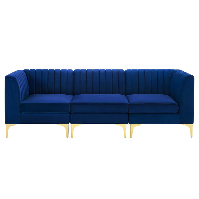 Triumph Channel Tufted Performance Velvet 3-Seater Sofa