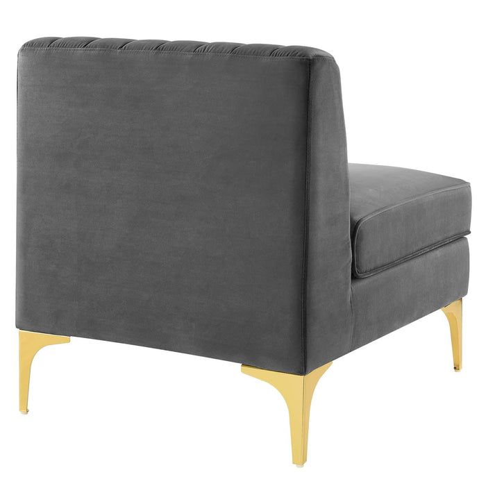 Triumph Channel Tufted Performance Velvet Armless Chair