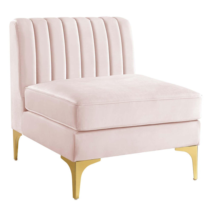 Triumph Channel Tufted Performance Velvet Armless Chair