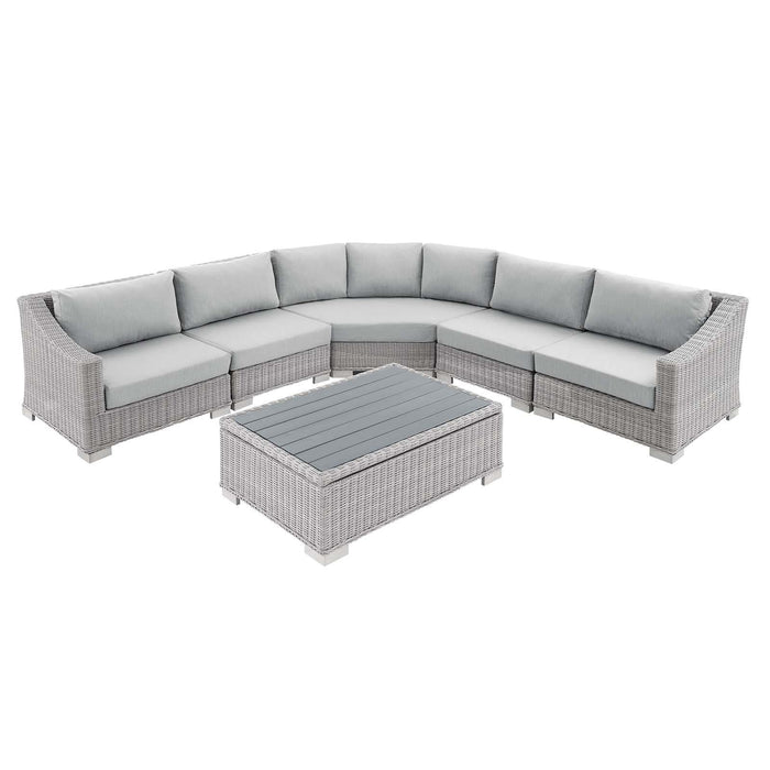 Conway Sunbrella� Outdoor Patio Wicker Rattan 6-Piece Sectional Sofa Set image