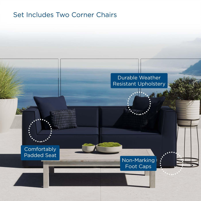 Saybrook Outdoor Patio Upholstered 2-Piece Sectional Sofa Loveseat