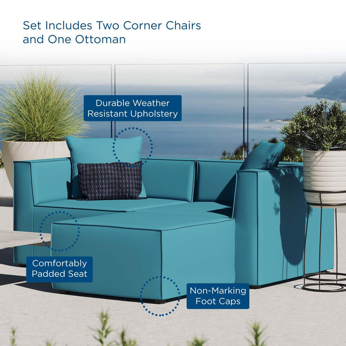 Saybrook Outdoor Patio Upholstered Loveseat and Ottoman Set