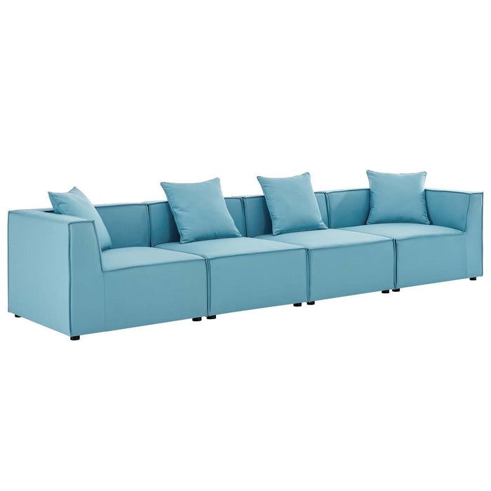 Saybrook Outdoor Patio Upholstered 4-Piece Sectional Sofa