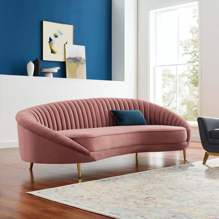 Camber Channel Tufted Performance Velvet Sofa