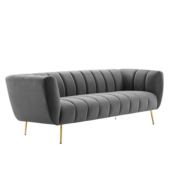 Favour Channel Tufted Performance Velvet Sofa image