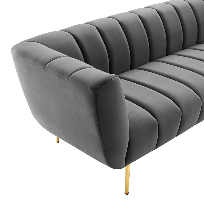 Favour Channel Tufted Performance Velvet Sofa