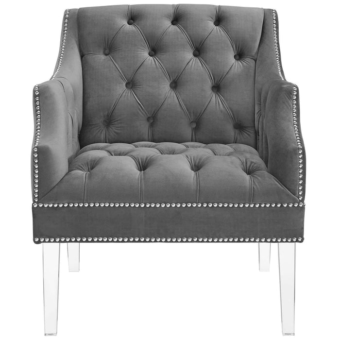 Proverbial Tufted Button Accent Performance Velvet Armchair