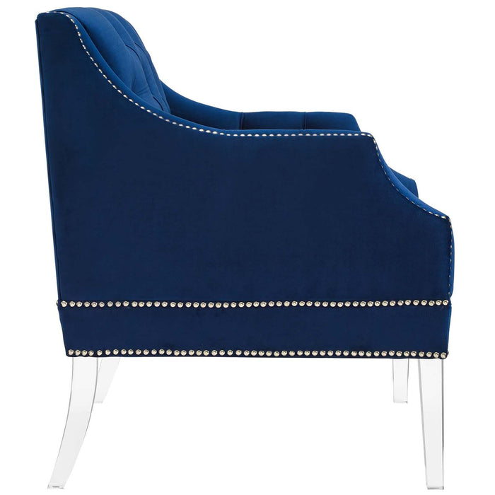 Proverbial Tufted Button Accent Performance Velvet Armchair